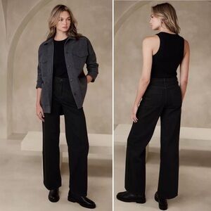 Banana Republic High Rise Wide Leg Trouser Jeans Black Size 28/6 petite NWT $120